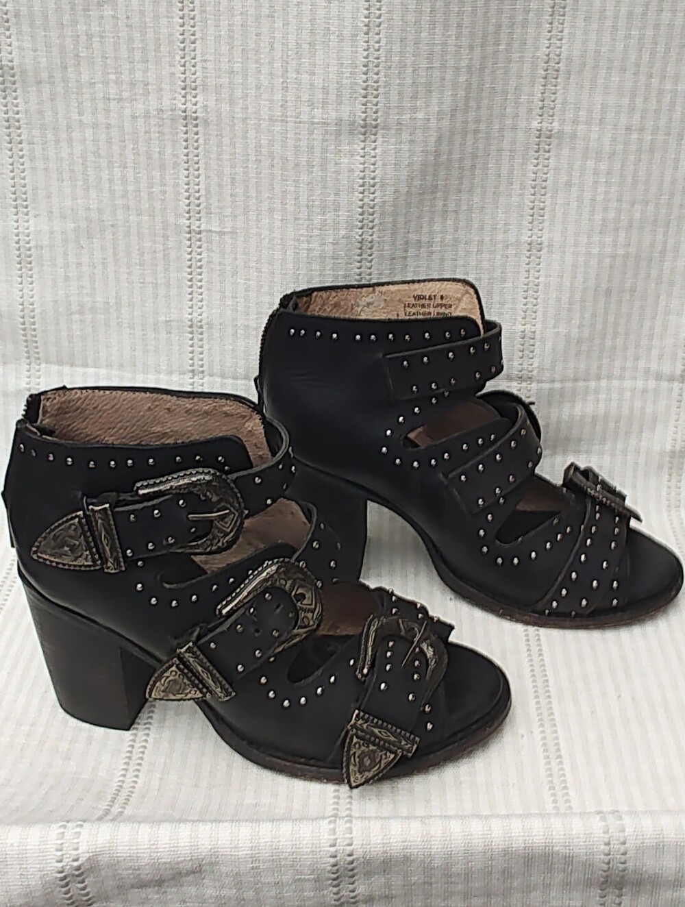 Freebird Violet Black Chunky Heel Sandals Sz 8